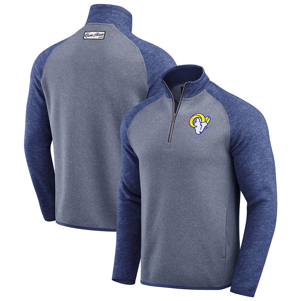 Men's Darius Rucker Collection by Fanatics Blue Los Angeles Rams Tonal Quarter-Zip Jacket