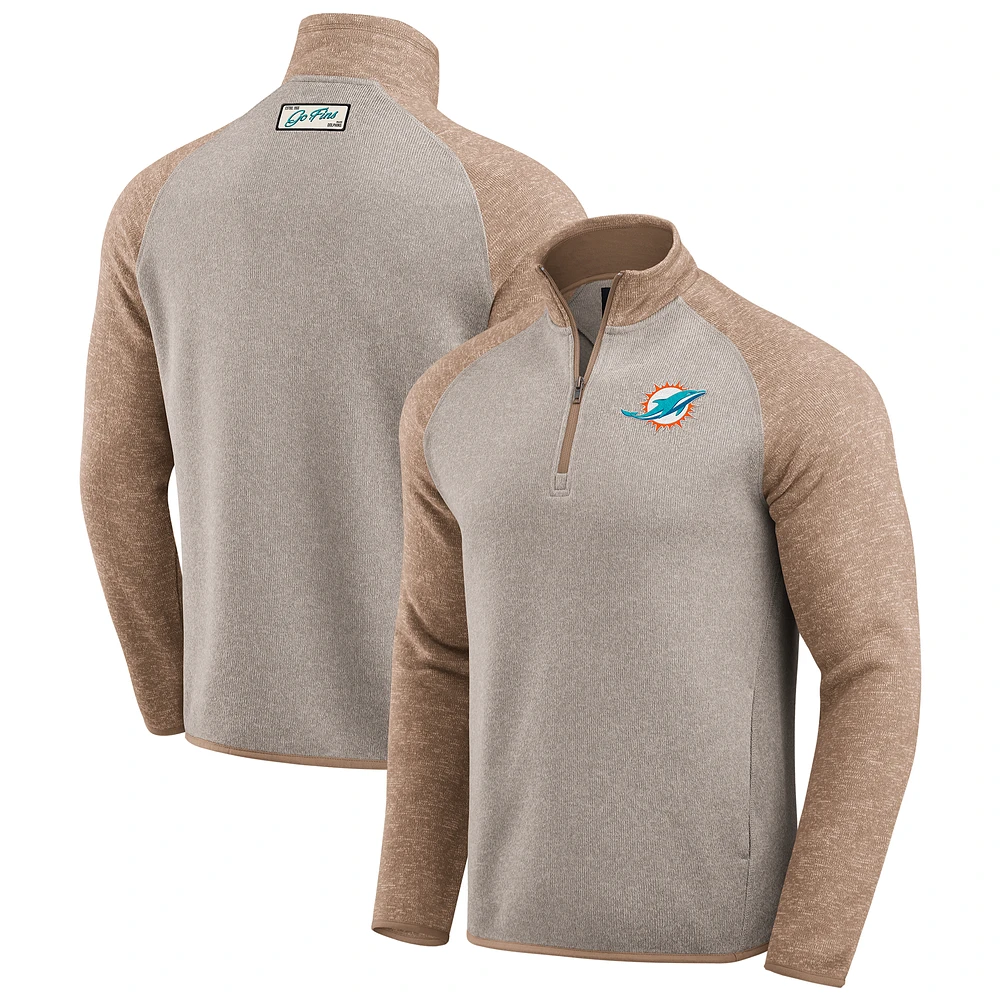 Men's Darius Rucker Collection by Fanatics Tan Miami Dolphins Tonal Quarter-Zip Jacket