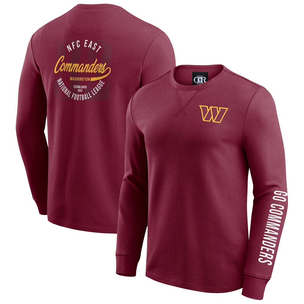 Men's Darius Rucker Collection by Fanatics Burgundy Washington Commanders Washed Waffle-Knit Long Sleeve T-Shirt