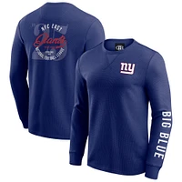 Men's Darius Rucker Collection by Fanatics Royal New York Giants Washed Waffle-Knit Long Sleeve T-Shirt