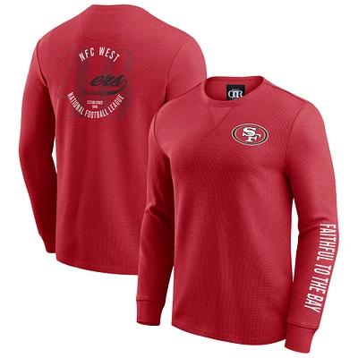 Men's Darius Rucker Collection by Fanatics Scarlet San Francisco 49ers Washed Waffle-Knit Long Sleeve T-Shirt