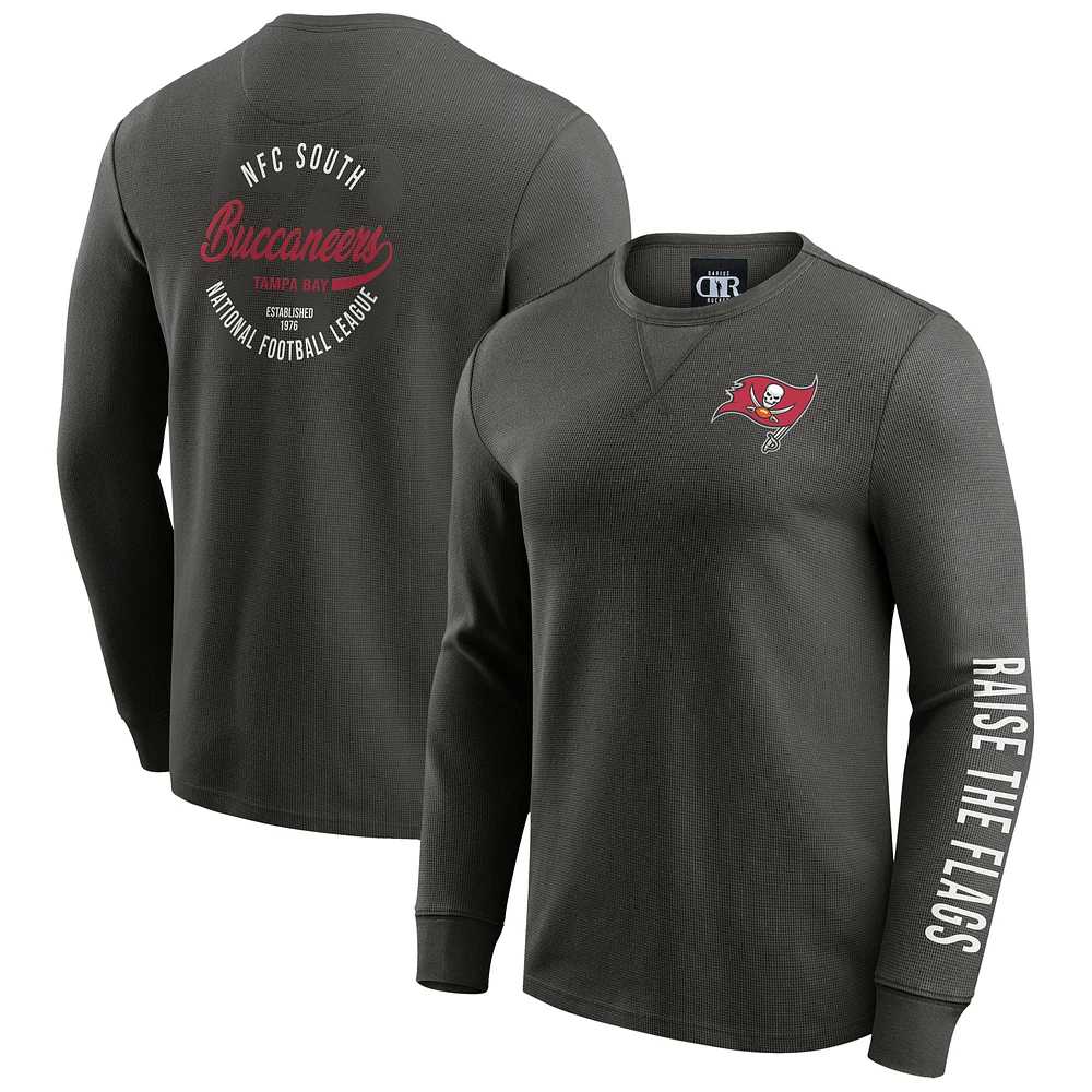 Men's Darius Rucker Collection by Fanatics Pewter Tampa Bay Buccaneers Washed Waffle-Knit Long Sleeve T-Shirt