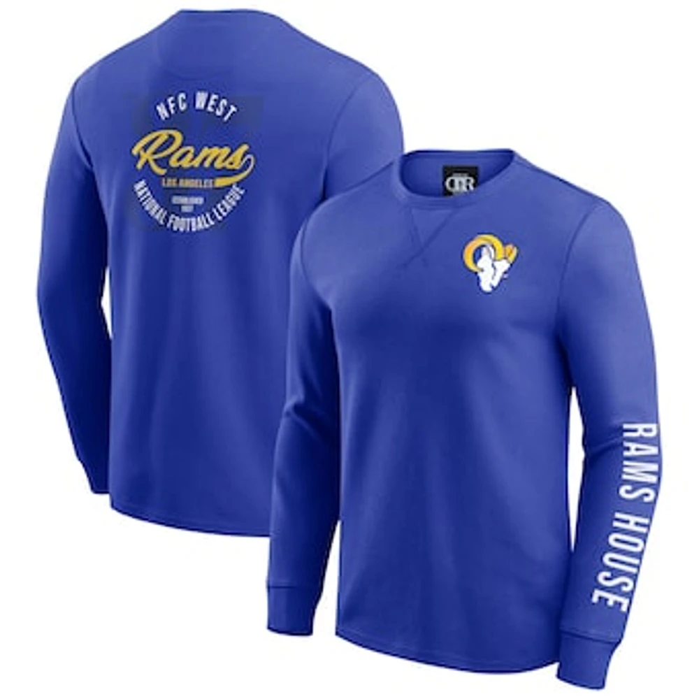 Men's Darius Rucker Collection by Fanatics Royal Los Angeles Rams Washed Waffle-Knit Long Sleeve T-Shirt