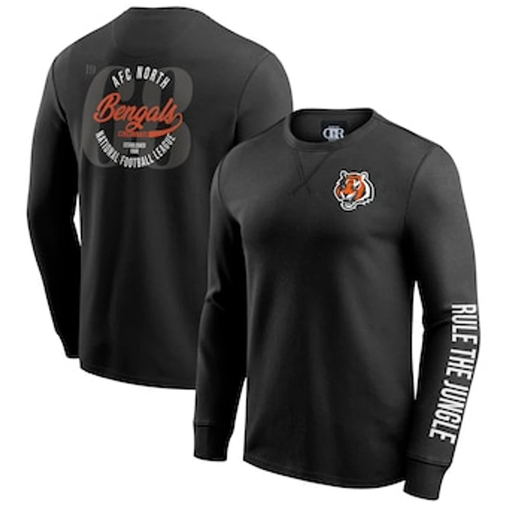 Men's Darius Rucker Collection by Fanatics Black Cincinnati Bengals Washed Waffle-Knit Long Sleeve T-Shirt