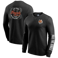 Men's Darius Rucker Collection by Fanatics Black Cincinnati Bengals Washed Waffle-Knit Long Sleeve T-Shirt