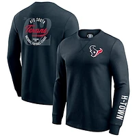 Men's Darius Rucker Collection by Fanatics Navy Houston Texans Washed Waffle-Knit Long Sleeve T-Shirt