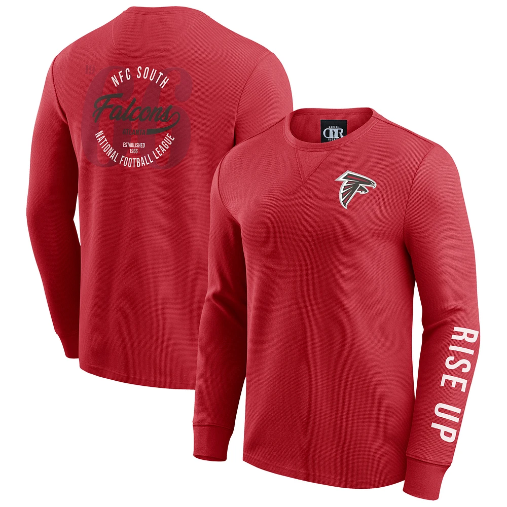 Men's Darius Rucker Collection by Fanatics Red Atlanta Falcons Washed Waffle-Knit Long Sleeve T-Shirt