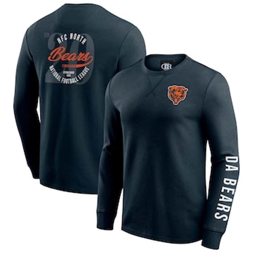 Men's Darius Rucker Collection by Fanatics Navy Chicago Bears Washed Waffle-Knit Long Sleeve T-Shirt