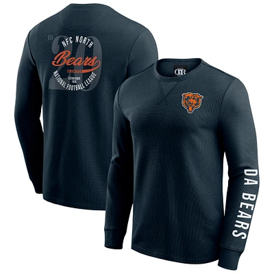 Men's Darius Rucker Collection by Fanatics Navy Chicago Bears Washed Waffle-Knit Long Sleeve T-Shirt