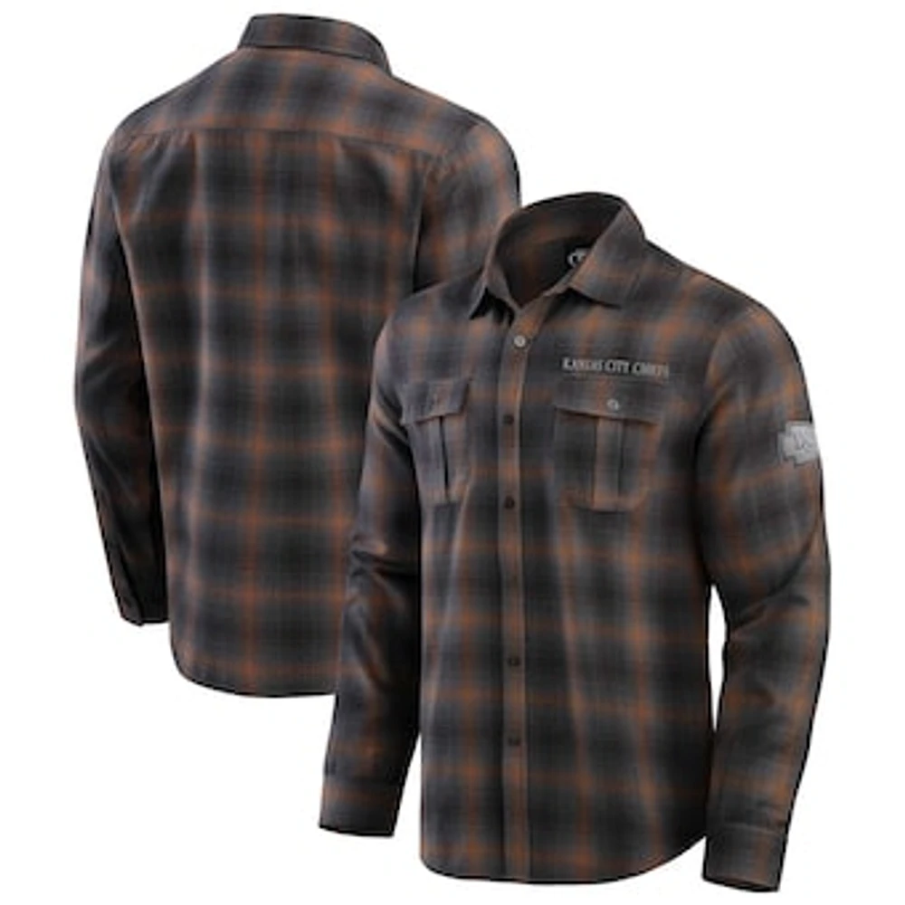 Men's Darius Rucker Collection by Fanatics Tan Kansas City Chiefs Classic Flannel Long Sleeve Button-Up Shirt