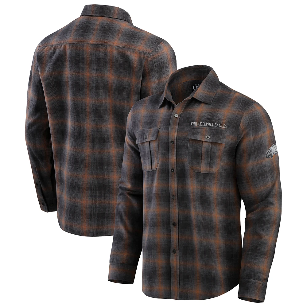 Men's Darius Rucker Collection by Fanatics Charcoal Philadelphia Eagles Classic Flannel Long Sleeve Button-Up Shirt