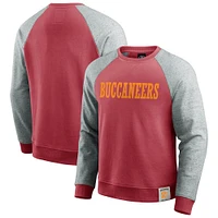 Men's Darius Rucker Collection by Fanatics Red/Heather Gray Tampa Bay Buccaneers Throwback Color Block Raglan Pullover Sweatshirt