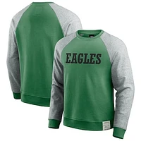 Men's Darius Rucker Collection by Fanatics Kelly Green/Heather Gray Philadelphia Eagles Throwback Color Block Raglan Pullover Sweatshirt