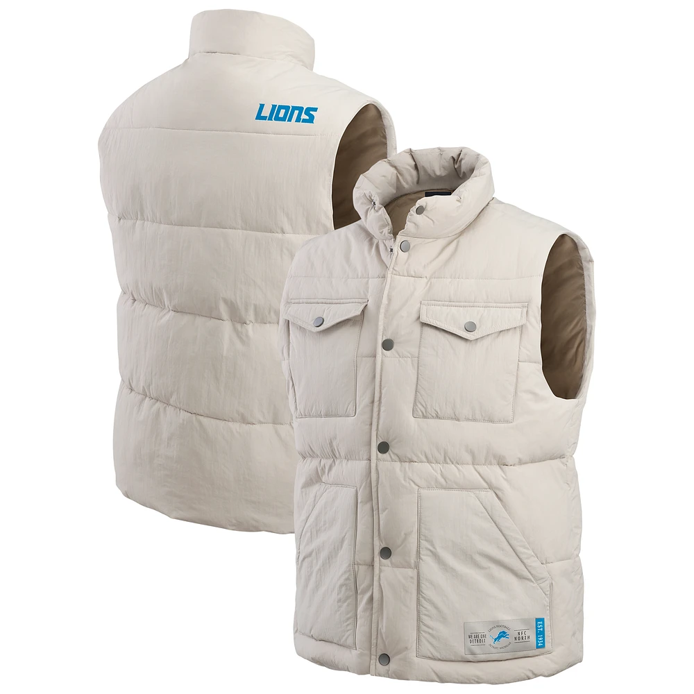 Men's Darius Rucker Collection by Fanatics Cream Detroit Lions Puffer Full-Snap Vest