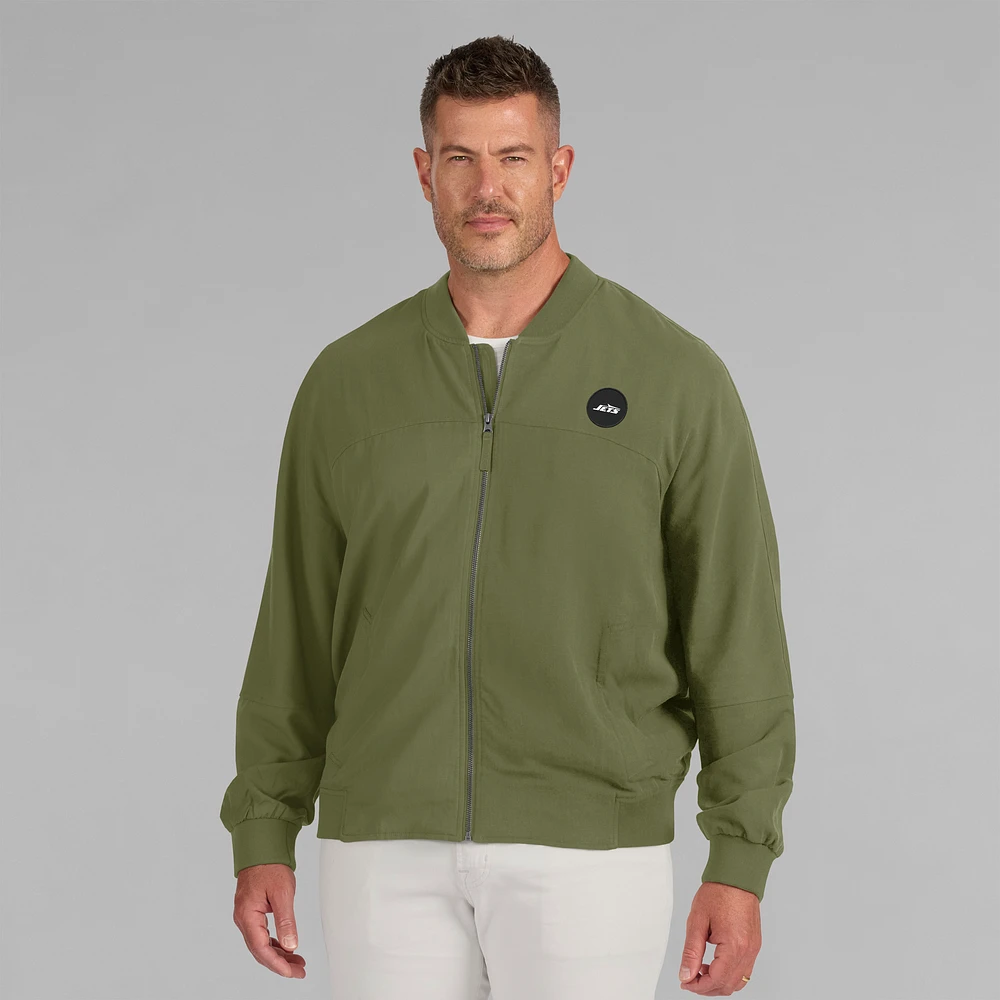 Men's J. Palmer Olive New York Jets Lightweight Cover-4 Tri-Blend Full-Zip Jacket