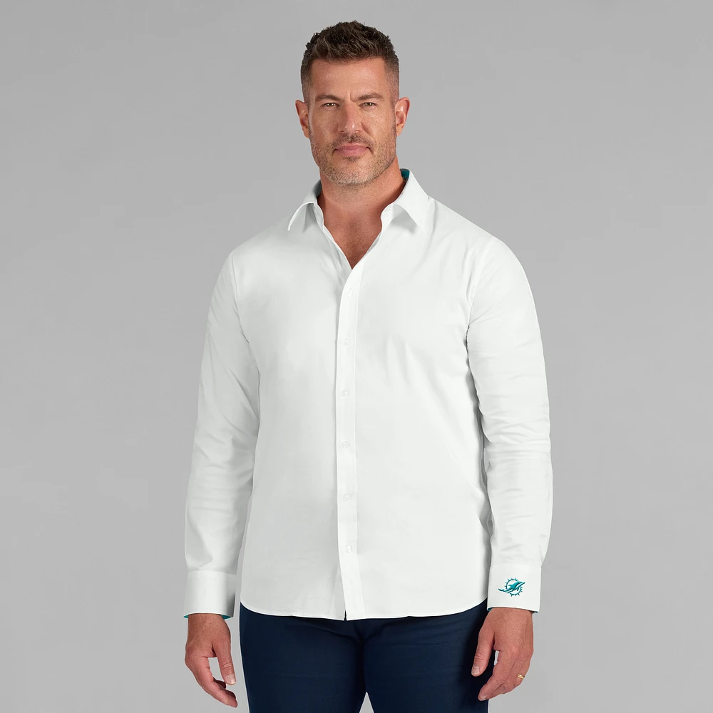 Men's J. Palmer White Miami Dolphins Man-In-Motion Long Sleeve Button-Up Dress Shirt