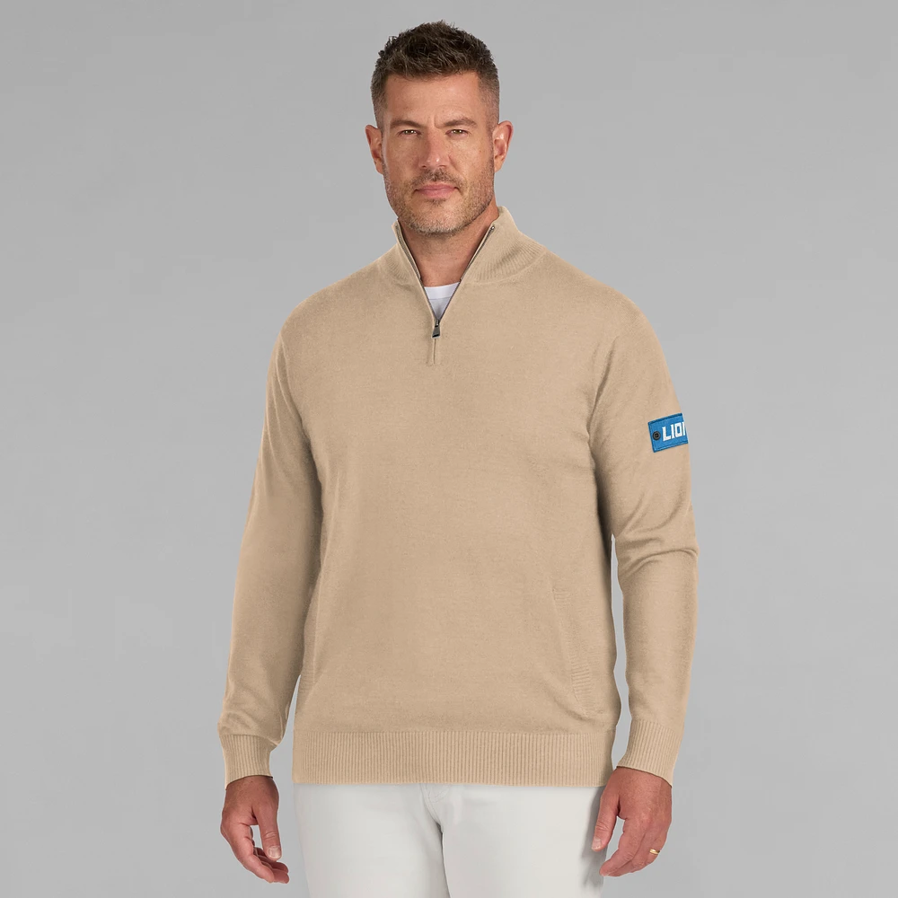 Men's J. Palmer Tan Detroit Lions Franchise Quarter-Zip Sweater