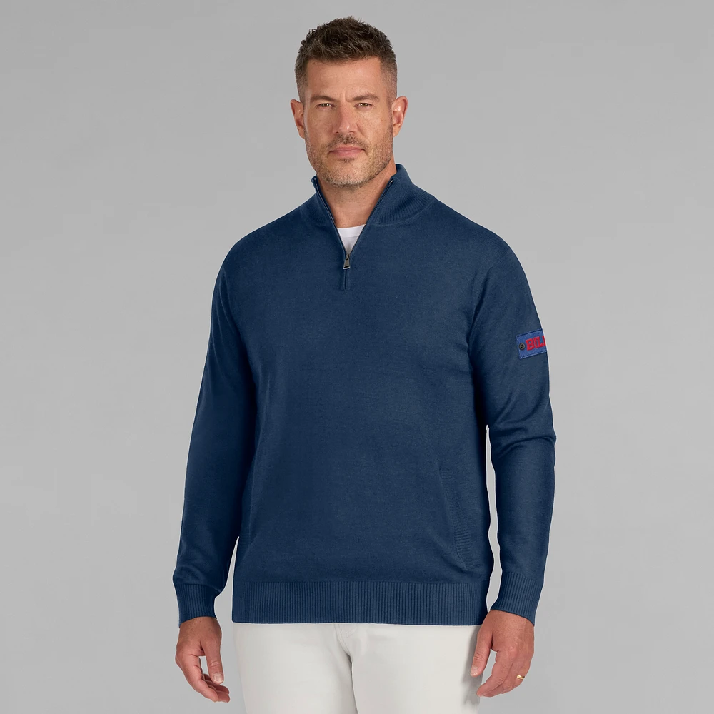 Men's J. Palmer Navy Buffalo Bills Franchise Quarter-Zip Sweater