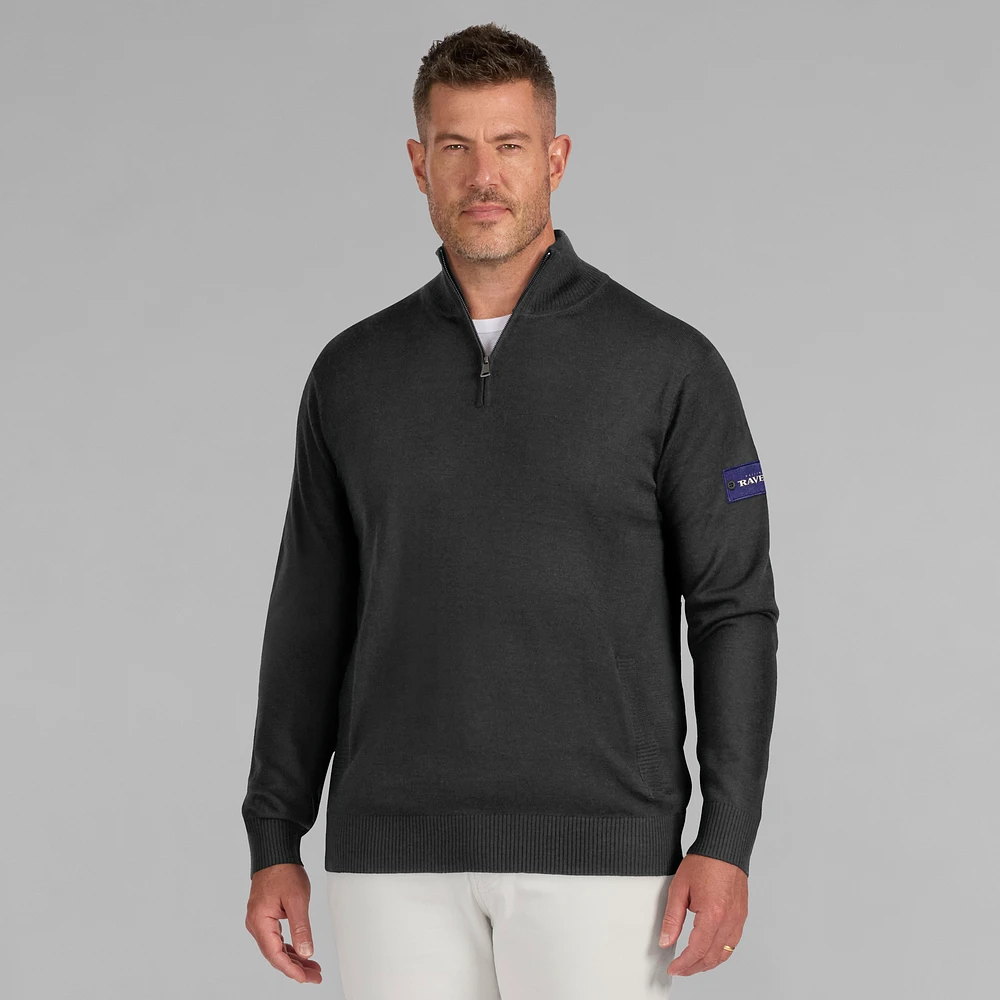 Men's J. Palmer Black Baltimore Ravens Franchise Quarter-Zip Sweater