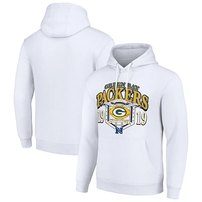 Men's Starter White Green Bay Packers 80s Retro Pullover Hoodie