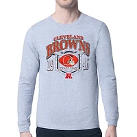 Men's Starter Heather Gray Cleveland Browns Retro Long Sleeve Graphic T-Shirt