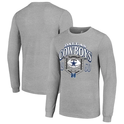 Men's Starter Heather Gray Dallas Cowboys Retro Long Sleeve Graphic T-Shirt