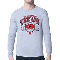 Men's Starter Heather Gray Houston Texans Retro Long Sleeve Graphic T-Shirt