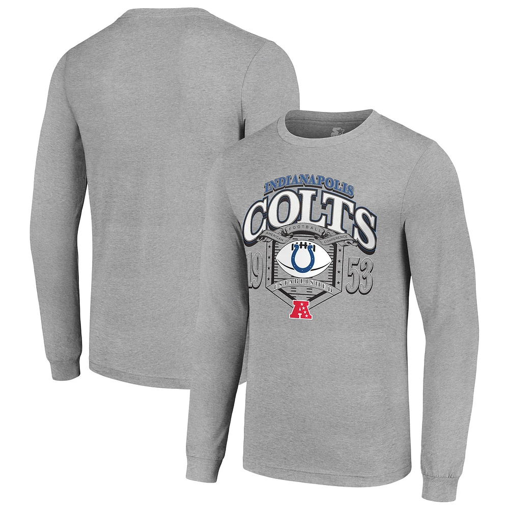 Men's Starter Heather Gray Indianapolis Colts Retro Long Sleeve Graphic T-Shirt