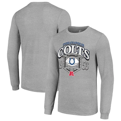 Men's Starter Heather Gray Indianapolis Colts Retro Long Sleeve Graphic T-Shirt