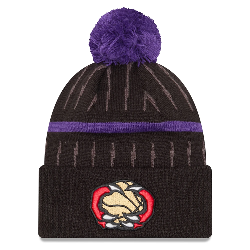 Men's New Era Black Toronto Raptors 2024/25 City Edition Cuffed Pom Knit Hat