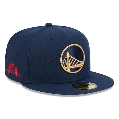 Men's New Era Navy Golden State Warriors 2024/25 City Edition Alternate 59FIFTY Fitted Hat