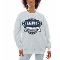 Women's Gameday Couture  Gray UConn Huskies Six-Time NCAA Men's Basketball National Champions Premium Fleece Drop Shoulder Pullover Sweatshirt