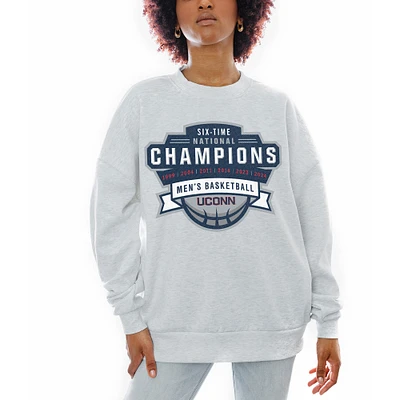 Women's Gameday Couture  Gray UConn Huskies Six-Time NCAA Men's Basketball National Champions Premium Fleece Drop Shoulder Pullover Sweatshirt