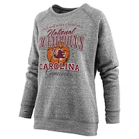 Women's Pressbox Heather Gray South Carolina Gamecocks 2024 NCAA Women's Basketball National Champions Fleece Tri-Blend Pullover Sweatshirt