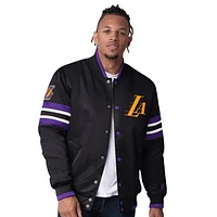 Men's Starter Black Los Angeles Lakers Scout Varsity Satin Full-Snap Jacket