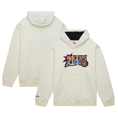 Men's Mitchell & Ness Cream Philadelphia 76ers Hardwood Classics Vintage Pullover Hoodie