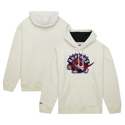 Men's Mitchell & Ness Cream Toronto Raptors Hardwood Classics Vintage Pullover Hoodie