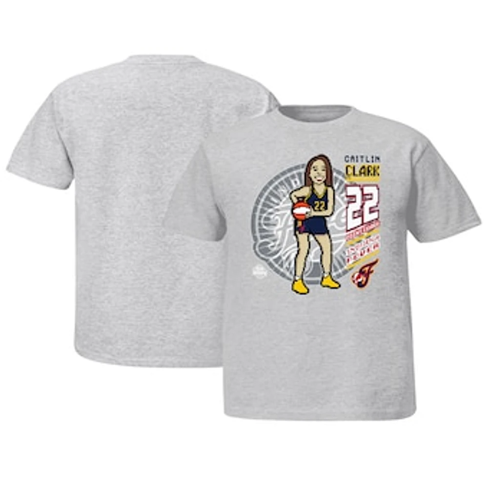 Youth Stadium Essentials Caitlin Clark Heather Gray Indiana Fever Player 8-Bit T-Shirt