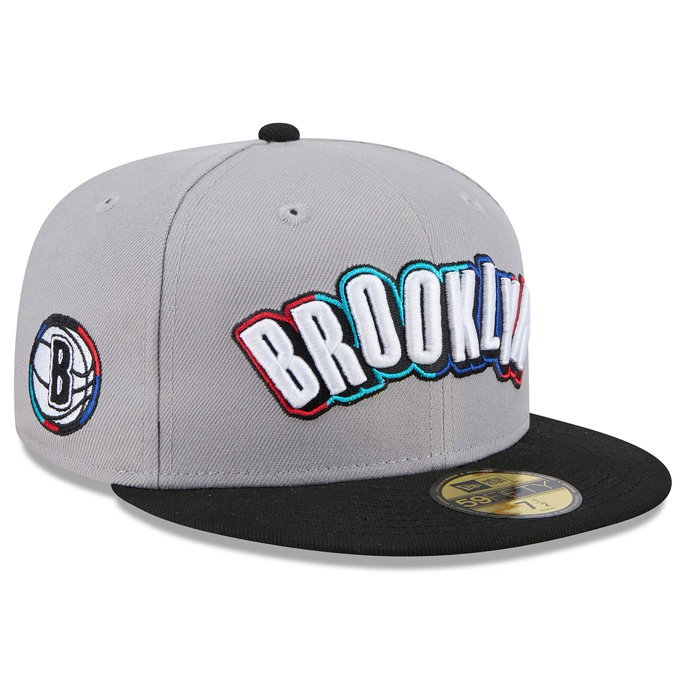 Men's New Era  Gray Brooklyn Nets 2024/25 City Edition 59FIFTY Fitted Hat