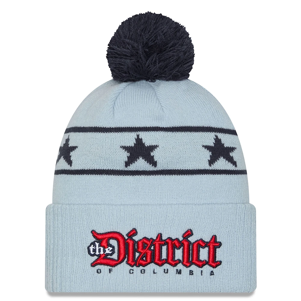 Men's New Era  Light Blue Washington Wizards 2024/25 City Edition Cuffed Knit Hat with Pom