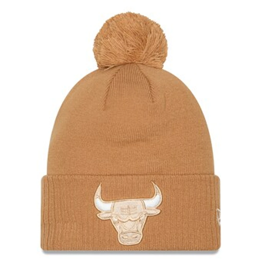 Men's New Era  Tan Chicago Bulls 2024/25 City Edition Cuffed Knit Hat with Pom