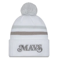 Men's New Era  White Dallas Mavericks 2024/25 City Edition Cuffed Knit Hat with Pom