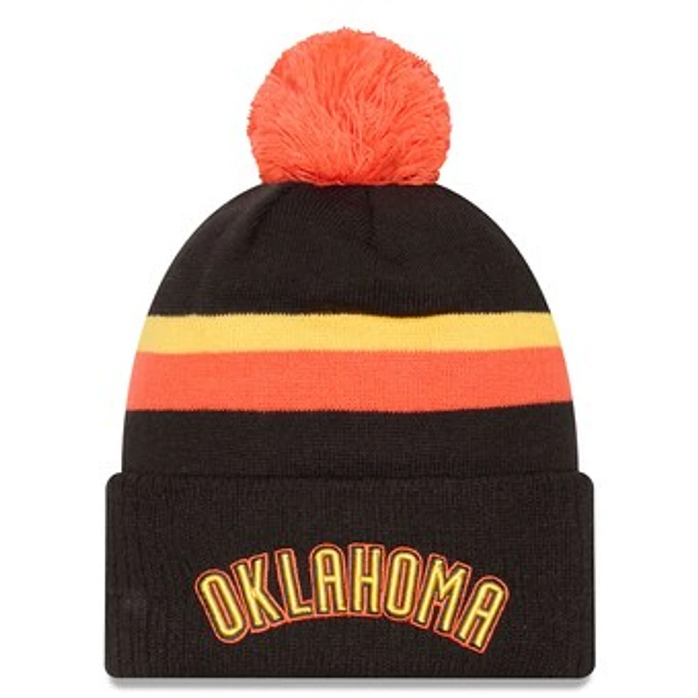 Men's New Era  Black Oklahoma City Thunder 2024/25 City Edition Cuffed Knit Hat with Pom