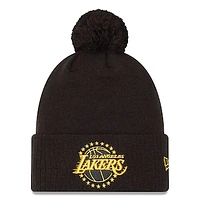 Men's New Era  Black Los Angeles Lakers 2024/25 City Edition Cuffed Knit Hat with Pom