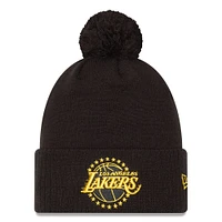 Men's New Era  Black Los Angeles Lakers 2024/25 City Edition Cuffed Knit Hat with Pom