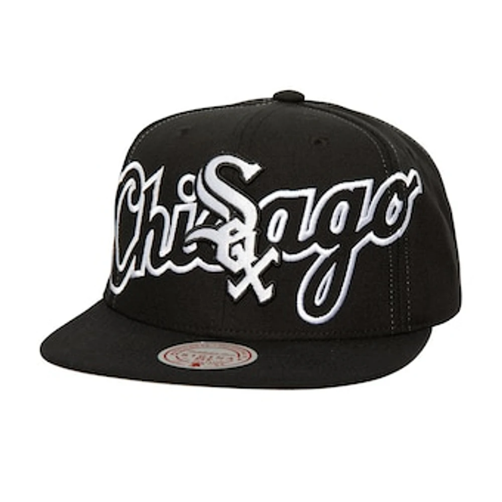 Men's Mitchell & Ness Black Chicago White Sox Full Frontal Snapback Hat