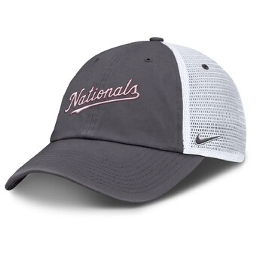 Men's Nike Gray Washington Nationals Wordmark Club Adjustable Trucker Hat