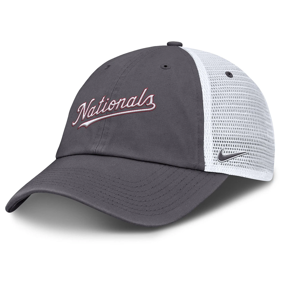 Men's Nike Gray Washington Nationals Wordmark Club Adjustable Trucker Hat