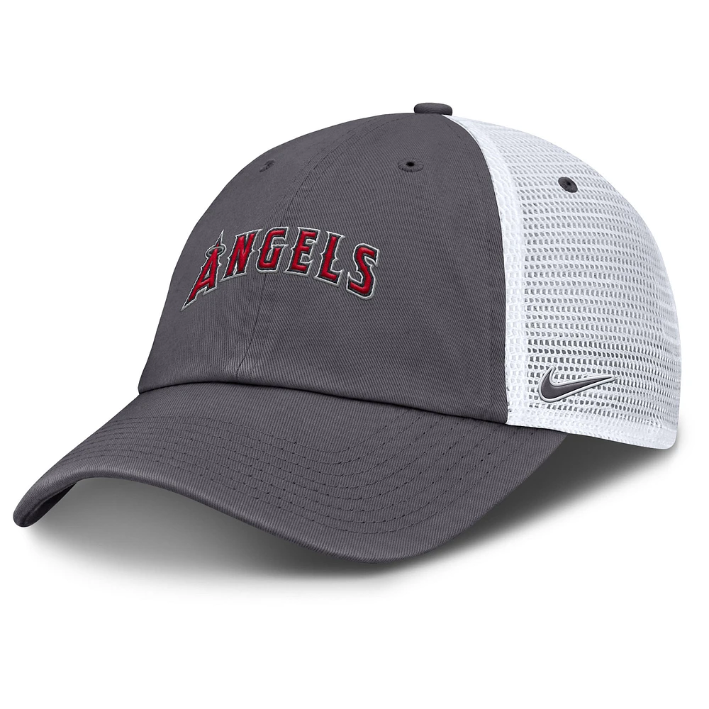 Men's Nike Gray Los Angeles Angels Wordmark Club Adjustable Trucker Hat