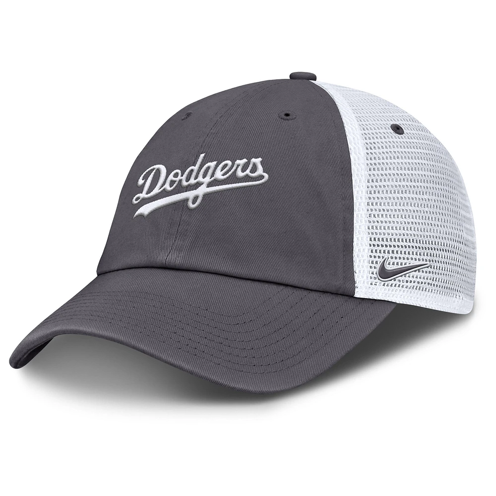 Men's Nike Gray Los Angeles Dodgers Wordmark Club Adjustable Trucker Hat